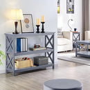 Gray Three Tier Console Table With Storage Shelves