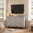 59 Inch Washed Grey Modern Farmhouse DresserWithNineDrawers