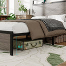 Bed frame king size, wooden platform bed frame with storage LED light headboard and 2 USB, no noise, no spring mattress required and simple assembly tools, large underbed storage, Antique Grey