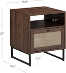 Wood End Side Accent Table with Storage for Living Room or Bedroom, grey - Set of 2