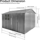 Metal garden sheds 10ftx8ft outdoor storage sheds Grey with window