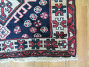 Persian Runner Rug 3.5 x 10.7, Karajeh Heriz Rug, Navy Blue, Geometric Medallions