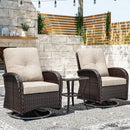 Outdoor Swivel Rocker Chairs 3 Piece Wicker Set Cushioned