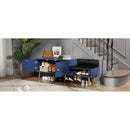 Modern Shoe Storage Bench with Hidden Storage and Upholstered Cushions for Bedside, Living Room and Entryway (Navy)