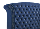 Melody Upholstered Eastern King Wingback Bed Pacific Blue
