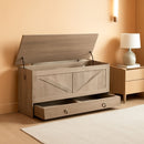 SolidWoodFinish Storage Bench Greige 43Inch Drawer