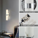 Resin Imitation Marble and Chrome Wall Sconce, Set of 2,Modern Vertical Light Fixture for Bathrooms, Hallways, and Bedrooms (Only Indoor)