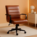 Whitney Mid-Back Leather Desk Chair Brown Black Adjustable Height