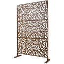 Outdoor & Indoor Metal Privacy Screen Freestanding Decorative Privacy Screen 76' H x 48' W, Privacy Fence Panels for Deck Balcony Patio Garden, Brown