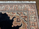 Karastan Rug 10x13, Karastan Ebony Kirman Rug, Room SIzed Wool Pile Vintage Karastan Carpet, Belgium Power Loomed Rug, Black Semi Open Field