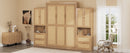Full Size Solid Wood With Rattan Murphy Bed Cabinet Space-Saving Bed with 2 Side Cabinet Storage Shelves, Perfect for Guest Room, for Bed Room, Guest Room, Home Office, Natural