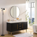Wall Circular Framed Vanity Mirror For Bathroom, Living Room Decor - Black