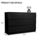 6 Drawer Black Dresser, Modern Bedroom Dresser with Spacious Countertop, Wood Storage Cabinet with Concealed Handles & 6 Deep Drawers for Bedroom, Living Room, Entryway, 15.7' D x 47.2' W x 30.9' H