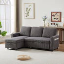 FX78.7" Comfortable Corduroy L-Shaped Combo Sofa Bed, Living Room Furniture Set for Tight Spaces, Reversible Sleeper Combo Sofa with Pullout Bed, Reversible Sofa Bed for Living Room,W1926S00011