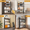 55'' Bakers Rack Storage Shelves 4-Level Mental and Wooden Kitchen Shelves, Kitchen Organizers and Storage, For Garage, Pantry, Bathroom, Closet, 27'' Length