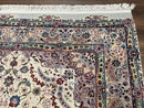 Beautiful Pak Persian Rug 6x9, Floral Medallion, Wool and Silk, Highly Detailed Elegant Carpet, Vintage Oriental Rug 6 x 9, Cream and Gray