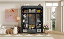 U-Can 85.2''H Hall Tree with Bench and 3 Hooks, Modern Entryway Storage Organizer Cabinet with 4 Doors, 1 Drawer and Adjustable Shelves for Hallway, Entryway, Living Room