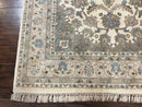 Indo Persian Rug 4x6, Floral Medallion, Beige, Handmade Wool Vintage Carpet 4 x 6 ft