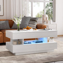 U-Can Lift-Top Coffee Table with 2 Drawers, Modern Coffee Table with Adequate Hidden Compartment, Multi-Functional Lift-Top Coffee Table with High-Gloss Finish for Living Room