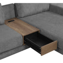 114" L-shaped Sofa Sectional Sofa with Two USB Ports and Two Power Sockets, a Storage Drawer and a Reversible Chaise Lounge for Living Room, Grey