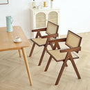 Walnut Rattan Dining Chairs Set Of 2 Ergonomic Back
