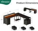 66 Inch L Shaped Computer Desk With LED Lights And Power Outlet