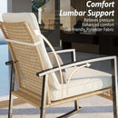 Beige Patio Rocking Chairs Set With Glass Coffee Table