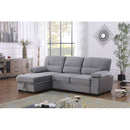 Gray Velvet Reversible Sleeper Sectional Sofa With Storage