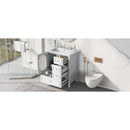 30' Bathroom Vanity with Sink, Bathroom Vanity Cabinet with Three Drawers and Door, Solid Wood and MDF, White