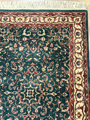 Dark Green Indo Persian Rug 2.5 x 4, Hand Knotted Wool Small Oriental Carpet