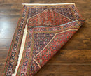 Persian Bidjar Rug 4x5, Finely Hand Knotted Vintage Carpet, Red and Navy Blue, Handmade Wool Rug, 180 KPSI