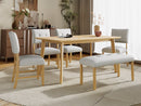 6PCs Dining Room Table Set, Rustic Farmhouse Dining Room Rectangular Table with 4 Upholstered Chairs and Bench, Solid Wood Kitchen Dining Table Set for 6 Persons