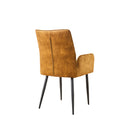 Modern Velvet Dining Chairs 2-Piece Set - Soft Cushioned Seats with Iron Frames in Mustard Yellow
