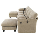 [VIDEO Provided] 140' Modular Sectional Sofa, U-Shape with 31.5' Extra-Wide Seat Cushion, USB and Type-C Charger, Phone Holder and 2 Side Storage Pockets, Free Movement Ottoman, Striped Chenille