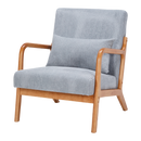Mid-Century Modern Accent Chair, Arm Chair Living Room Chairs with Pillow Upholstered Reading Chair with Solid Wood Frame &  Living Room Bedroom Balcony (Antique Dark Grey)