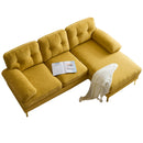 Modern Velvet L-Shaped Sectional Sofa for Living Room or Bedroom, Yellow, 82.6'