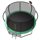 Pumpkin Style 12FT Recreational Kids Trampoline with Safety Enclosure Net & Ladder, Green Steel Frame, 144.09 Inches