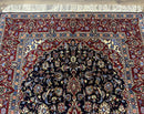 Dark Blue Persian Rug 5x8, Kork Wool Semi Antique Kashan Carpet, Very Fine Lachak Toranj Rug, Hand Knotted Floral Medallion Rug, 5 x 8 Oriental Rug