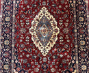 Sino Persian Rug 4x6, Traditional Wool Hand Knotted Carpet, Red Navy Blue, 225 KPSI