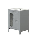 24' Bathroom Vanity with Sink, Bathroom Vanity Cabinet with Two Drawers and Door, Adjustable Shelf, Solid Wood and MDF, Grey (Old Sku:WF309411AAE)