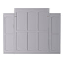 Queen Size Murphy Bed, Wooden Queen Wall Bed with 2 Wardrobe and Storage Shelf, Multifunctional Foldable Platform Bedframe for Guest-Room, Bedroom, Gray