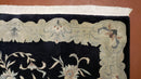 6x9 Vintage Black Gray Chinese Rug 120 Lines Wool Carpet Floral Design Hand-Knotted Soft Pile Entryway Rug Foyer Rug Nice