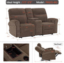 78 Inch Wall Hugger Power Loveseat USB Ports Dark Brown