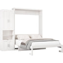 Full Size Murphy Bed with 1 Side Cabinet Storage Shelf, 61.5-inch Cabinet Bed Folding Wall Bed with Desk Combo Perfect for Guest Room,Study, Office,White(old sku:BS7012008109C)