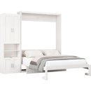 Queen Size Murphy Bed with 2 Side Cabinet Storage Shelves, 68-inch Cabinet Bed Folding Wall Bed with Desk Combo Perfect for Guest Room, Study, Office,White(old sku:BS7013008104C)