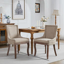 Modern Dining Chairs Tan Upholstered Fabric Set Of 2