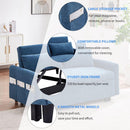 55.1' Pull Out Sleep Sofa Bed Loveseats Sofa Couch with Adjsutable Backrest, Storage Pockets, 2 Soft Pillows, USB Ports for Living Room, Bedroom, Apartment, Office, Blue (Old SKU: WF315689AAC)