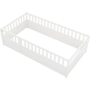 Twin Size Floor bed, integral construction with super high security barrier, door, children's floor bed frame, Montessori wooden children's floor bed, white