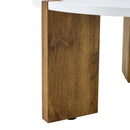 Minimalist Circular MDF Coffee Table with Embedded Leg Design, White and Wood Finish, 33.4-Inch Diameter