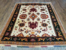 5' X 6' Vintage Handmade Knotted Turkish Kazak Pattern Wool Rug Bohemian Boho Interior Design
